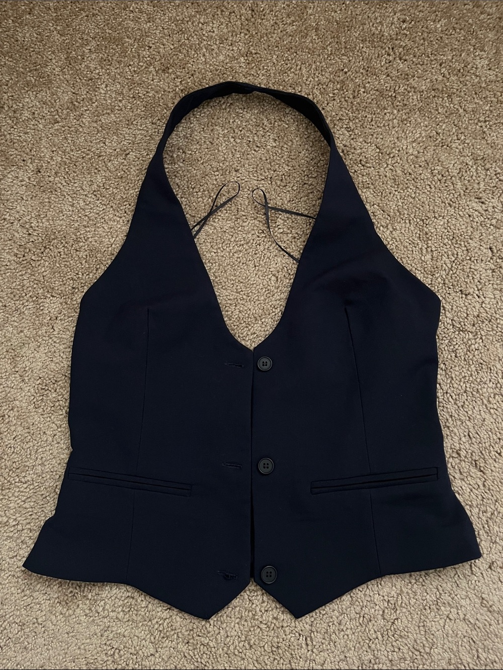 Zara Navy Halter Vest Top